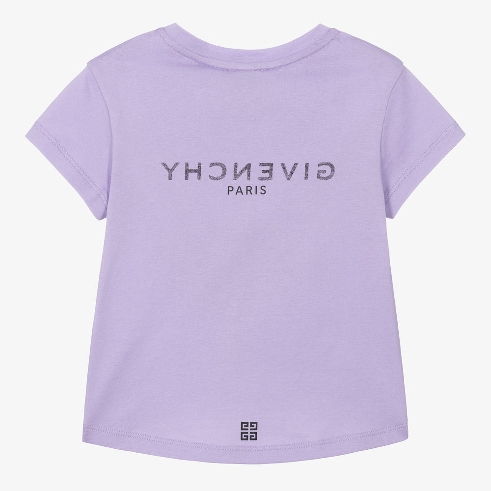 女童紫色Logo棉T恤