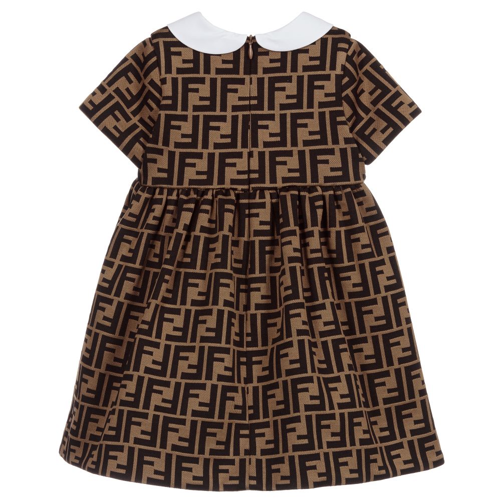 女婴棕色Logo连衣裙