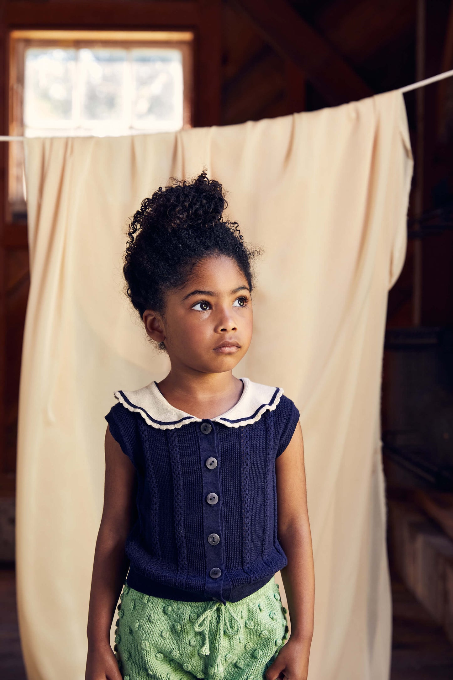 Girls Dark Blue Pima Cotton Vest