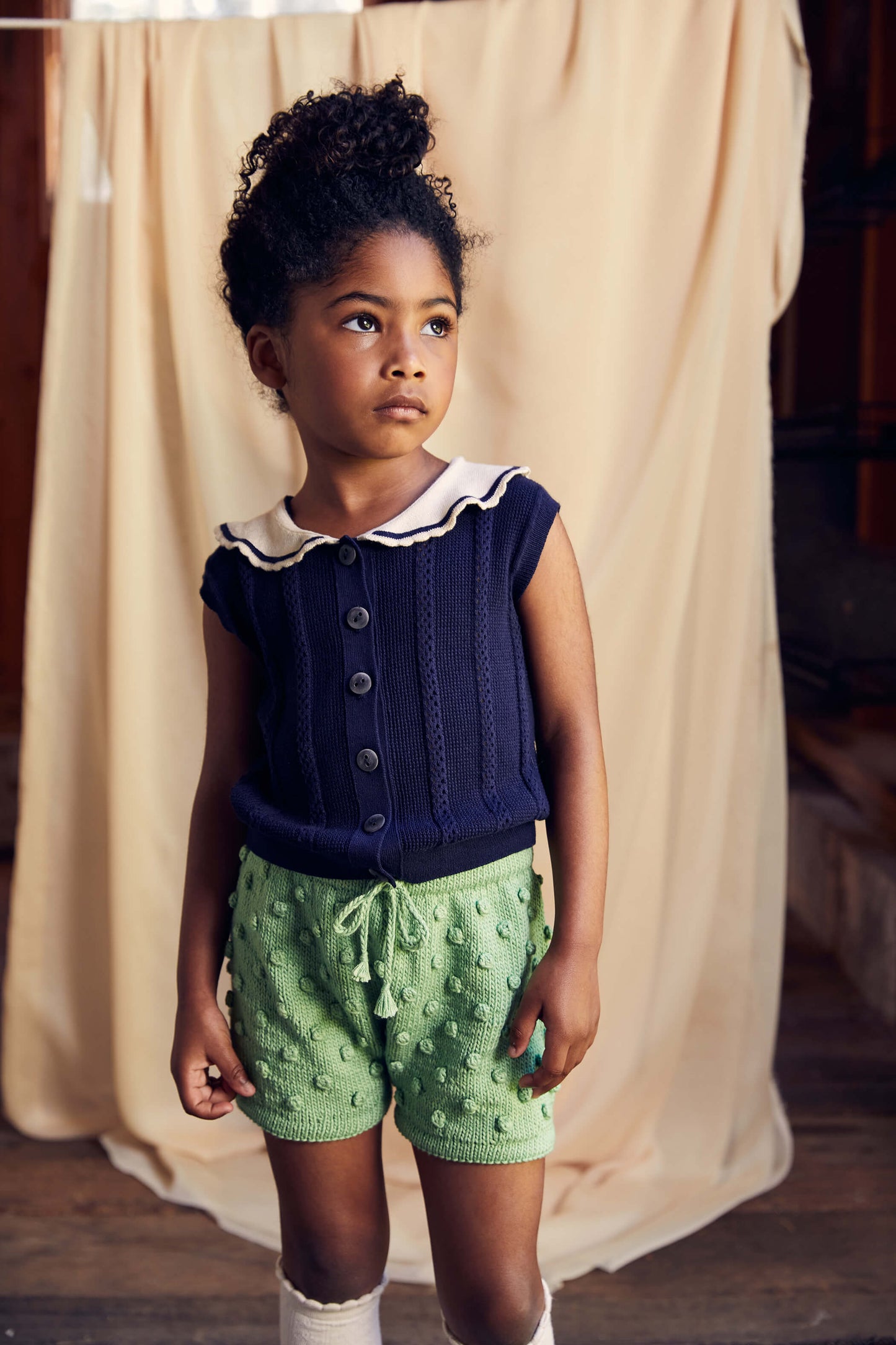 Girls Dark Blue Pima Cotton Vest