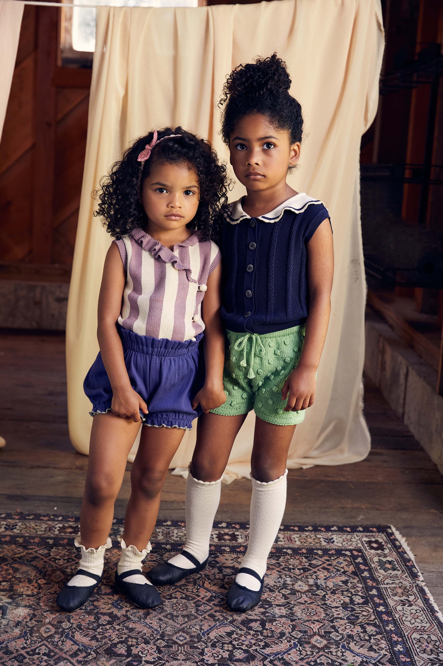 Girls Blue Pima Cotton Shorts
