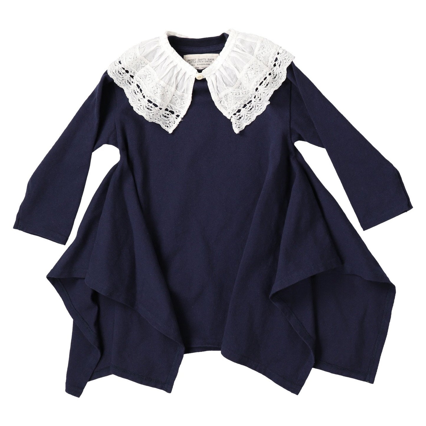 女童藏青色不规则棉T恤