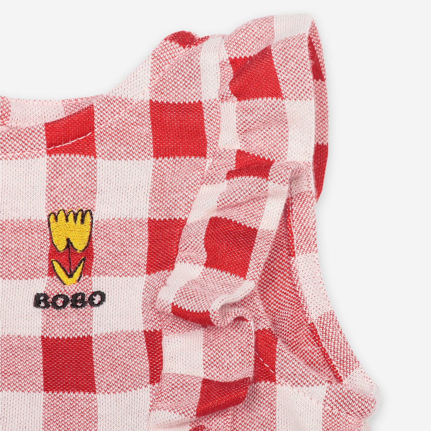 女婴红色格子棉连衣裙