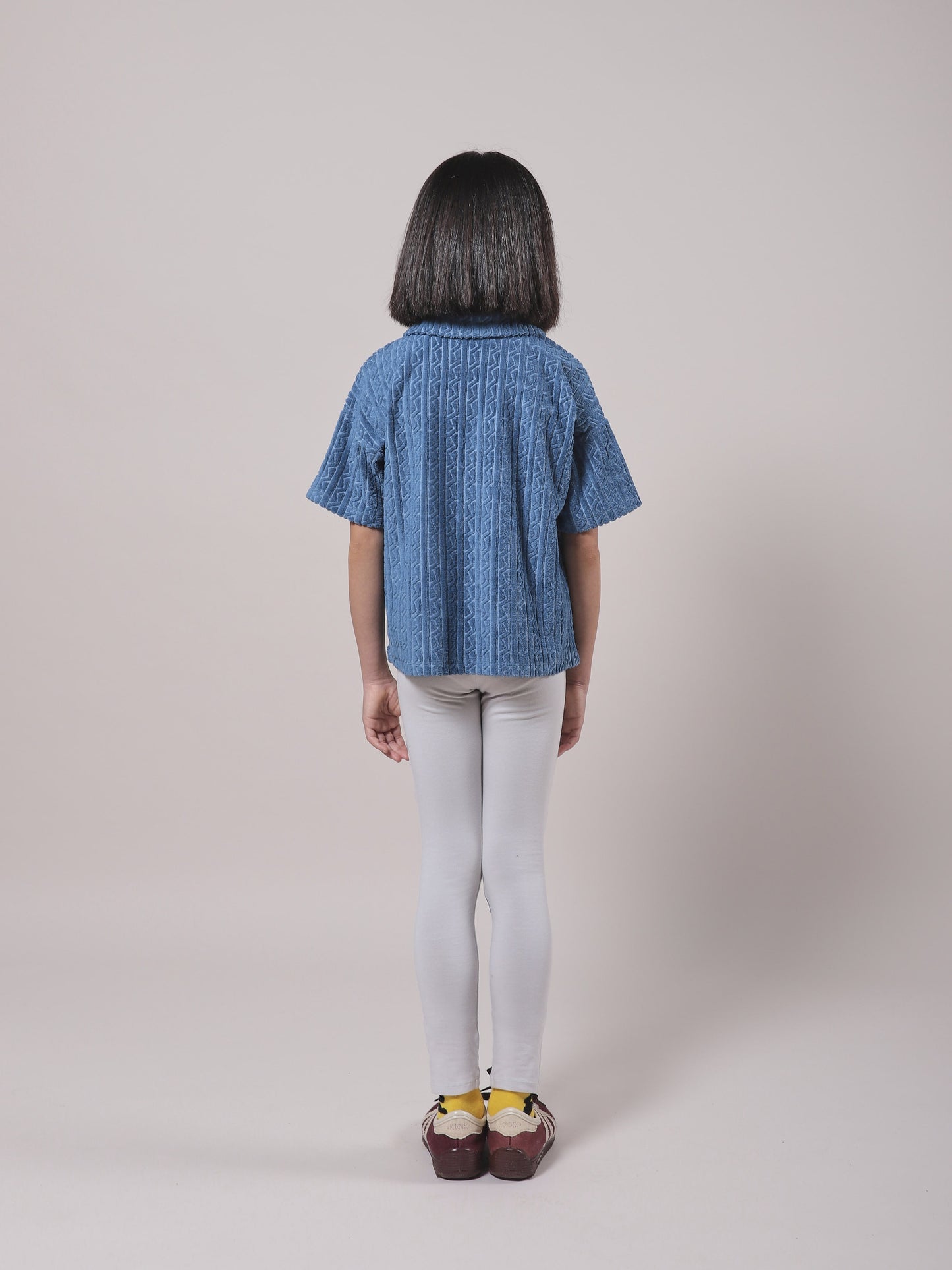 女童灰色条纹棉打底裤