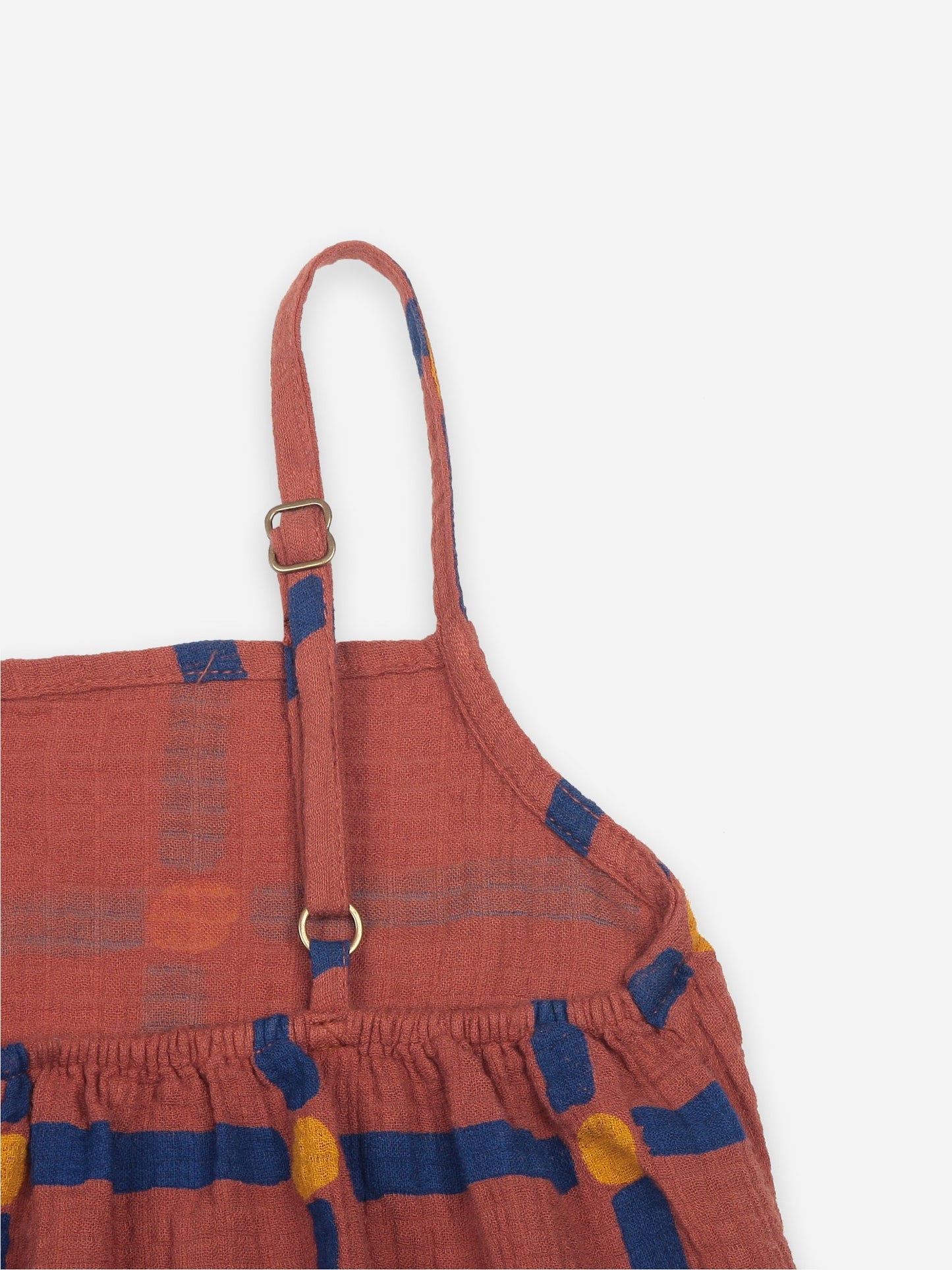 Girls Mauve Check Cotton Jumpsuit