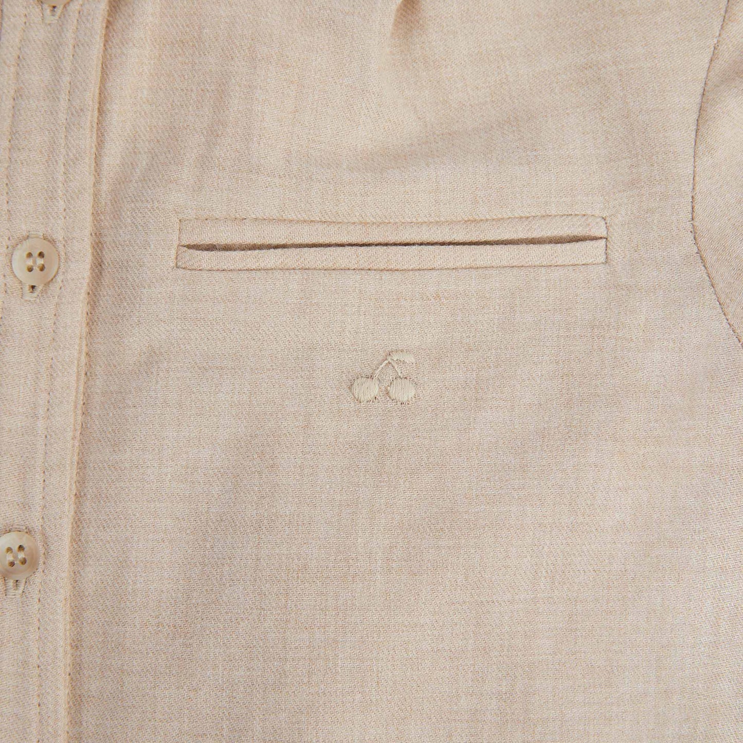 女童米色Logo棉连衣裙