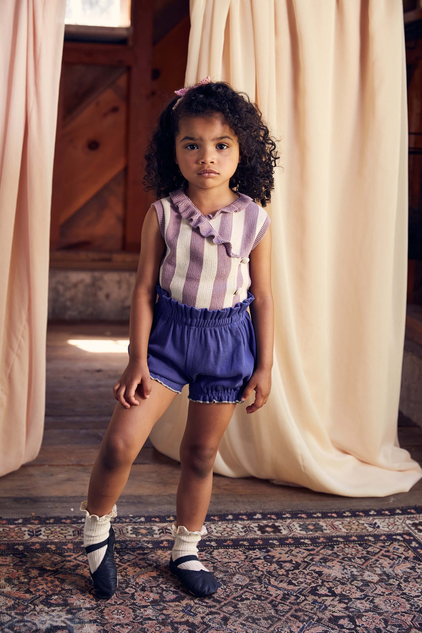 Girls Blue Pima Cotton Shorts