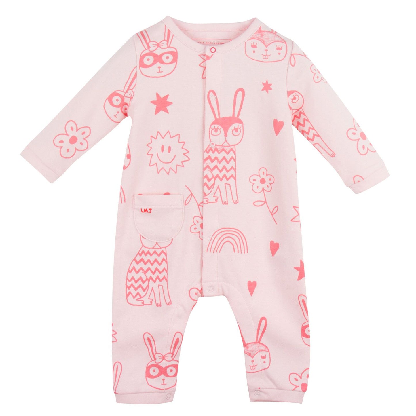 Baby Pink Cotton Space Printed Babygrow