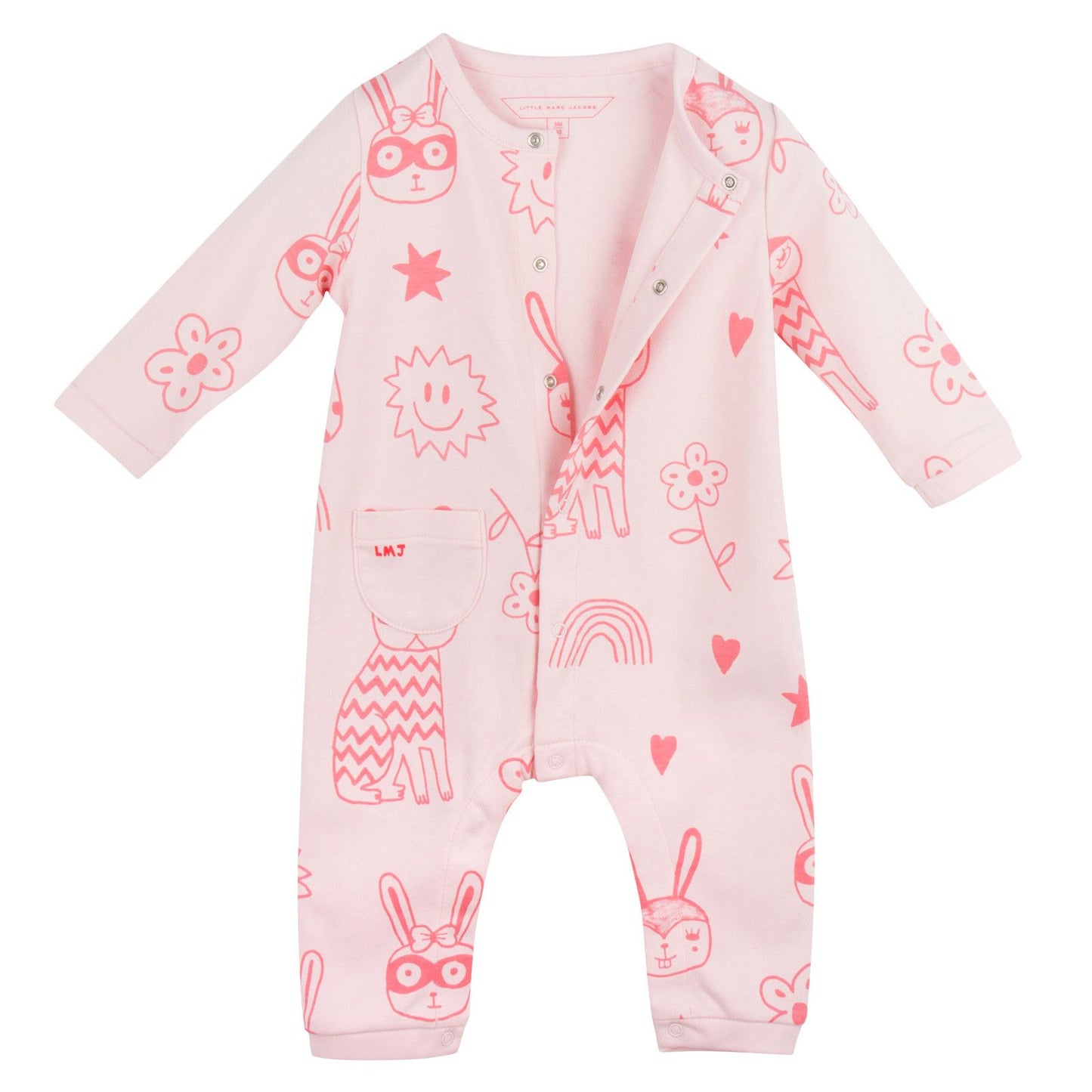 Baby Pink Cotton Space Printed Babygrow