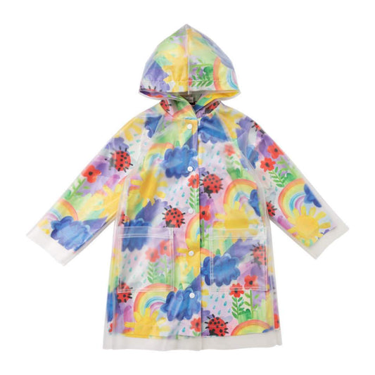 女童白色彩绘雨衣