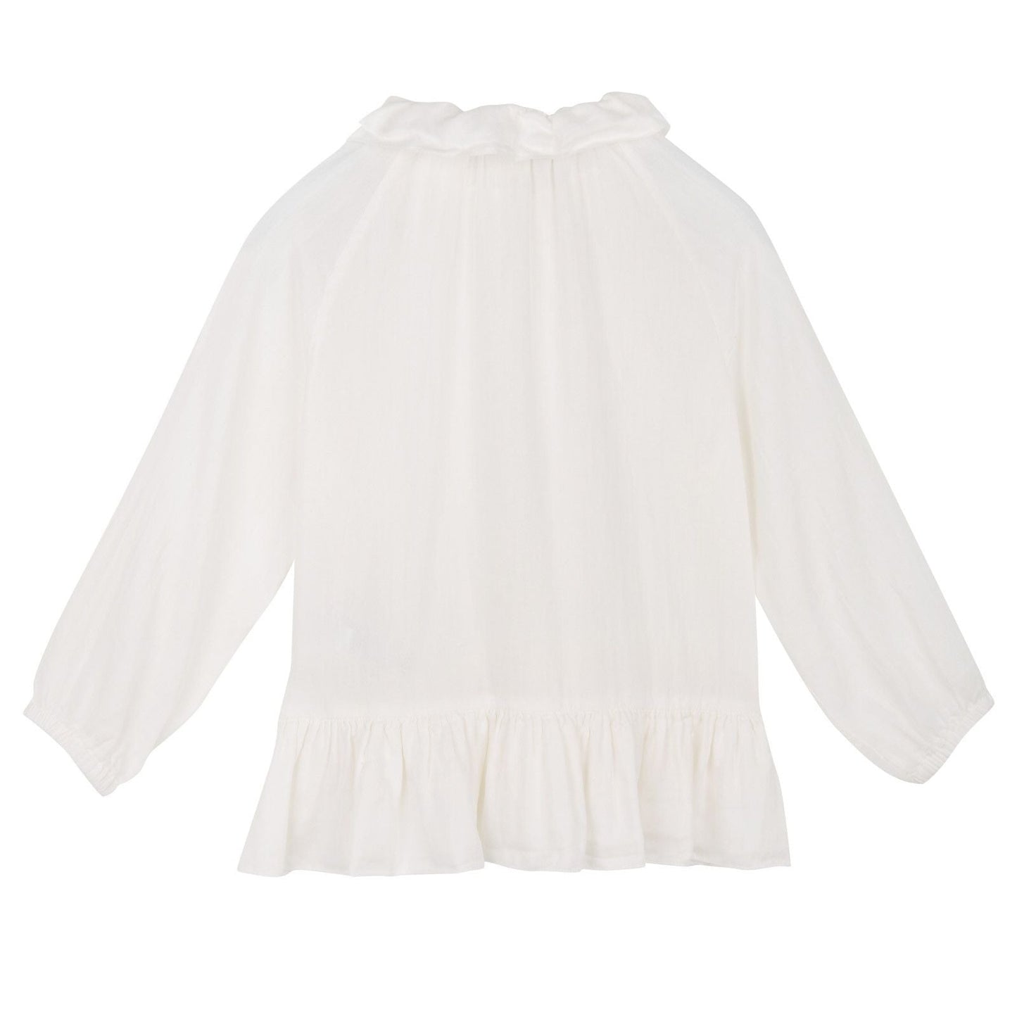 Baby Girls Ivory Silk&Cotton Blouse With Peplum Frill