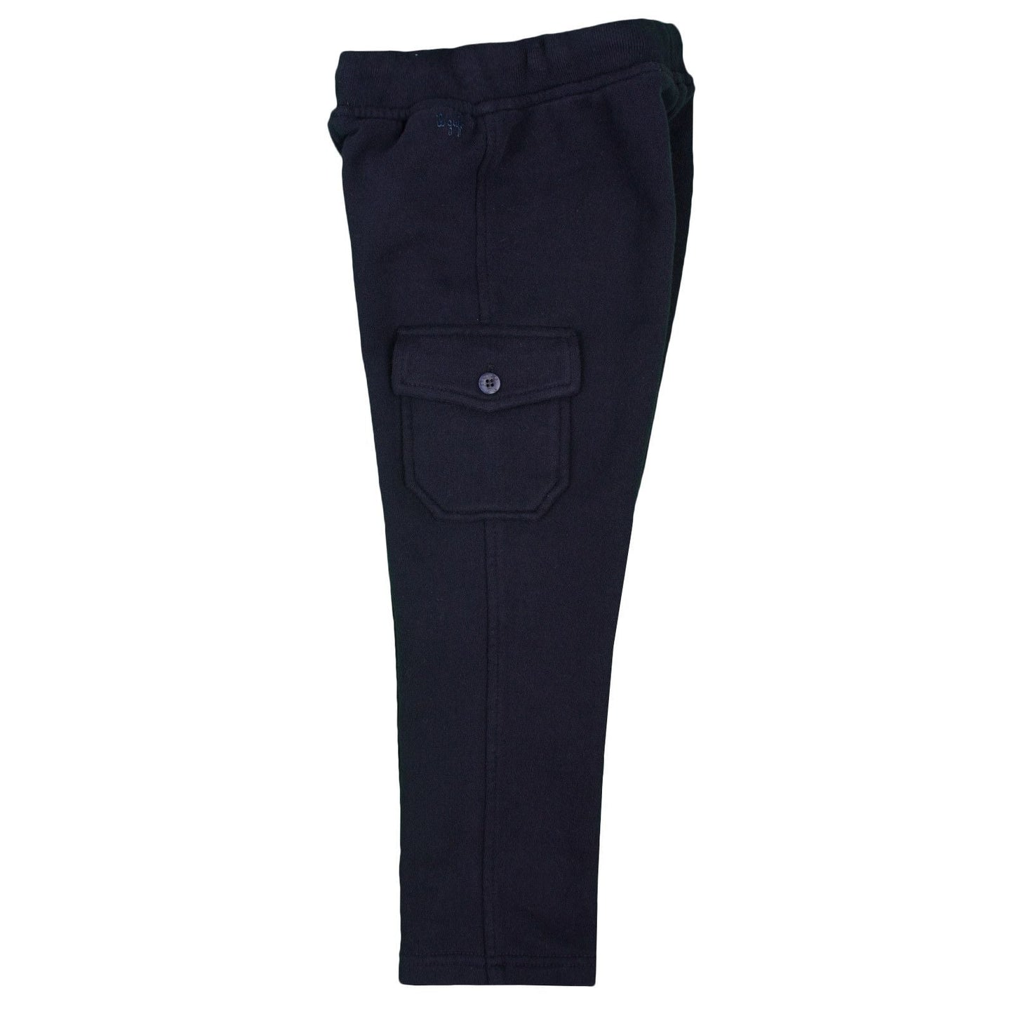 Boys Navy Blue Elastic Waistband Trousers With Pockets