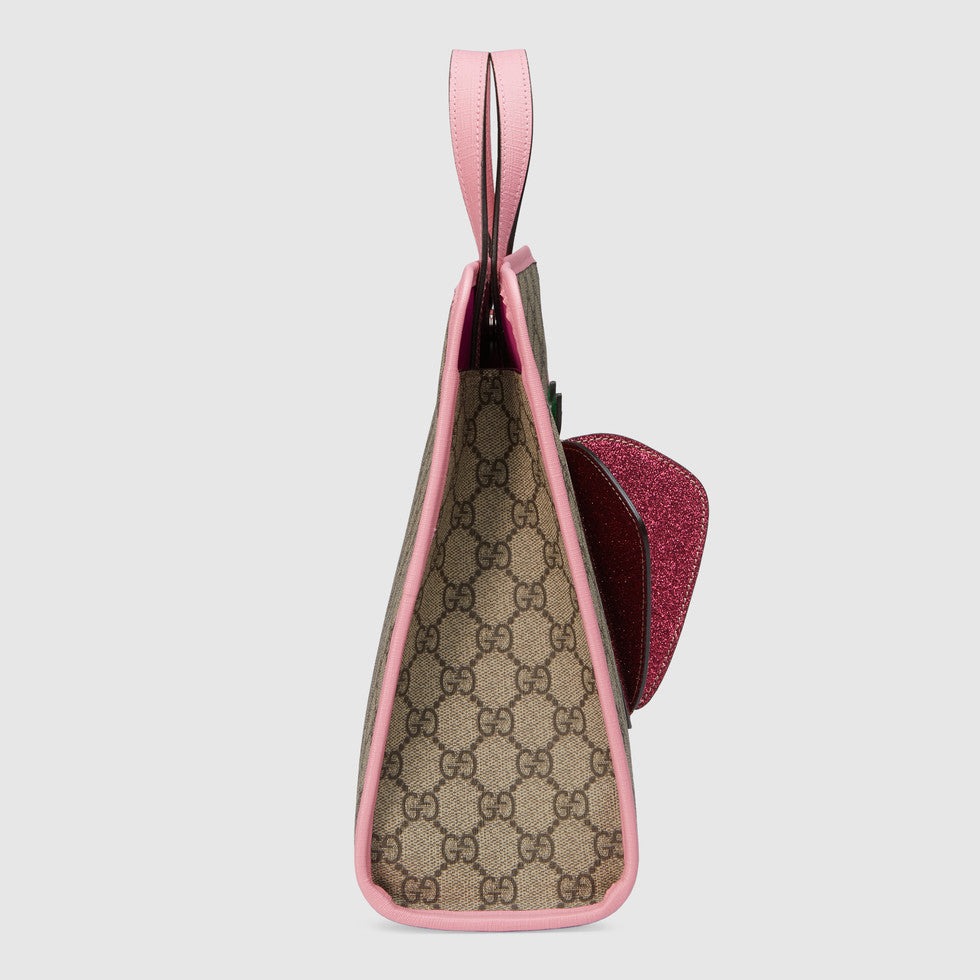 Girls Beige GG Strawberry Handbag