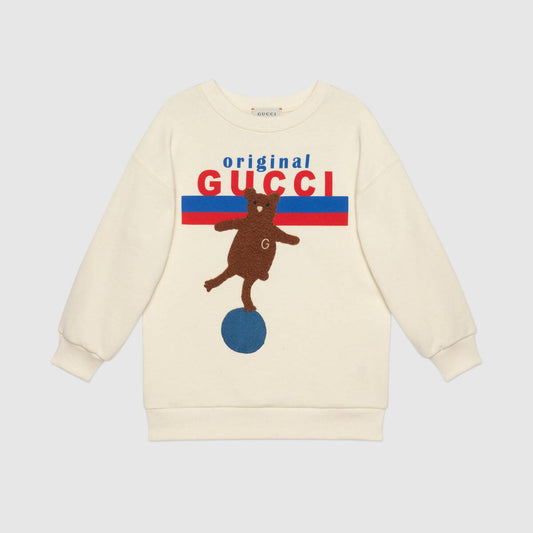 Girls White Bear Dress
