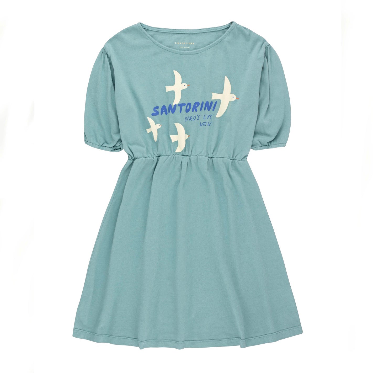 女童蓝色印花棉连衣裙