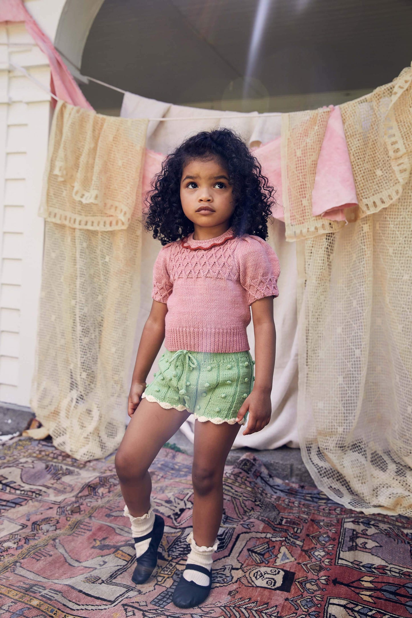 Girls Pink Ruffle Pima Cotton Sweater