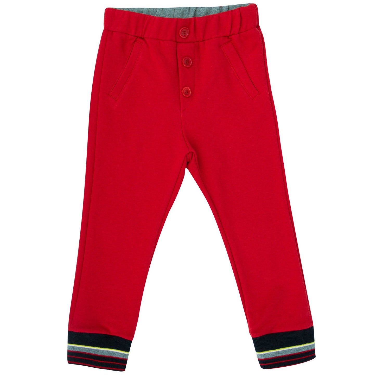Baby Boys Red Monster Ribbed Ankle Cuffs Trousers