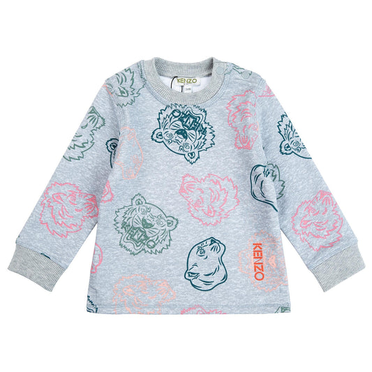 女婴灰色印花棉上衣