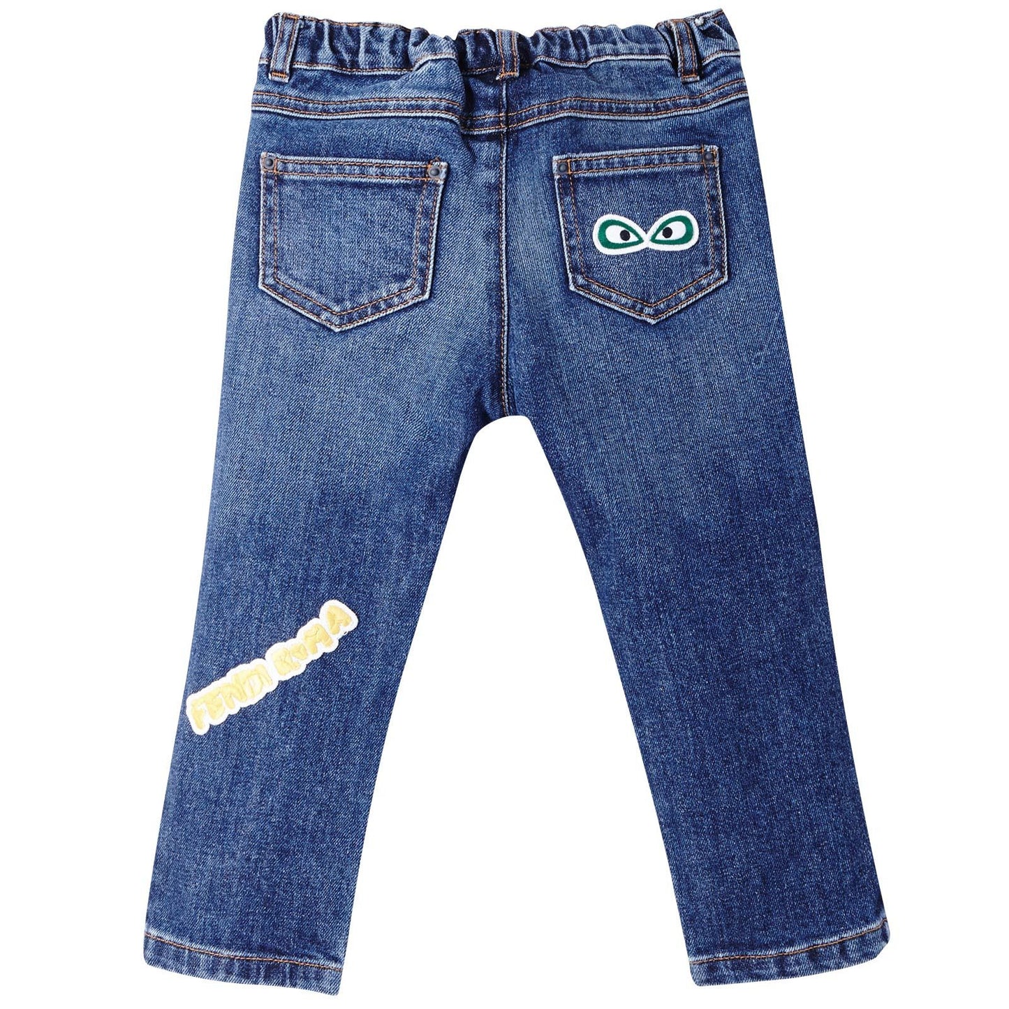 Baby Boys Blue Denim Monster Logo Patch Jeans