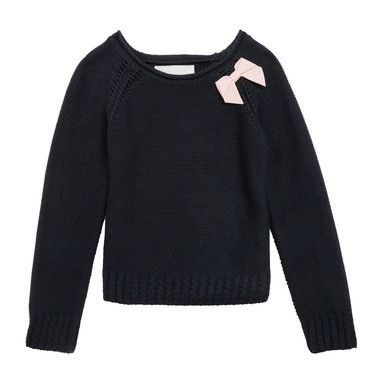 Baby Girls Navy Blue Bow Trims Knitted Sweater