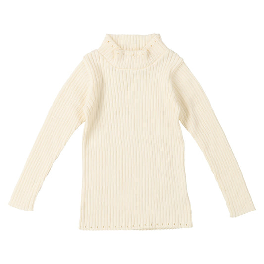 女童白色高领毛衣