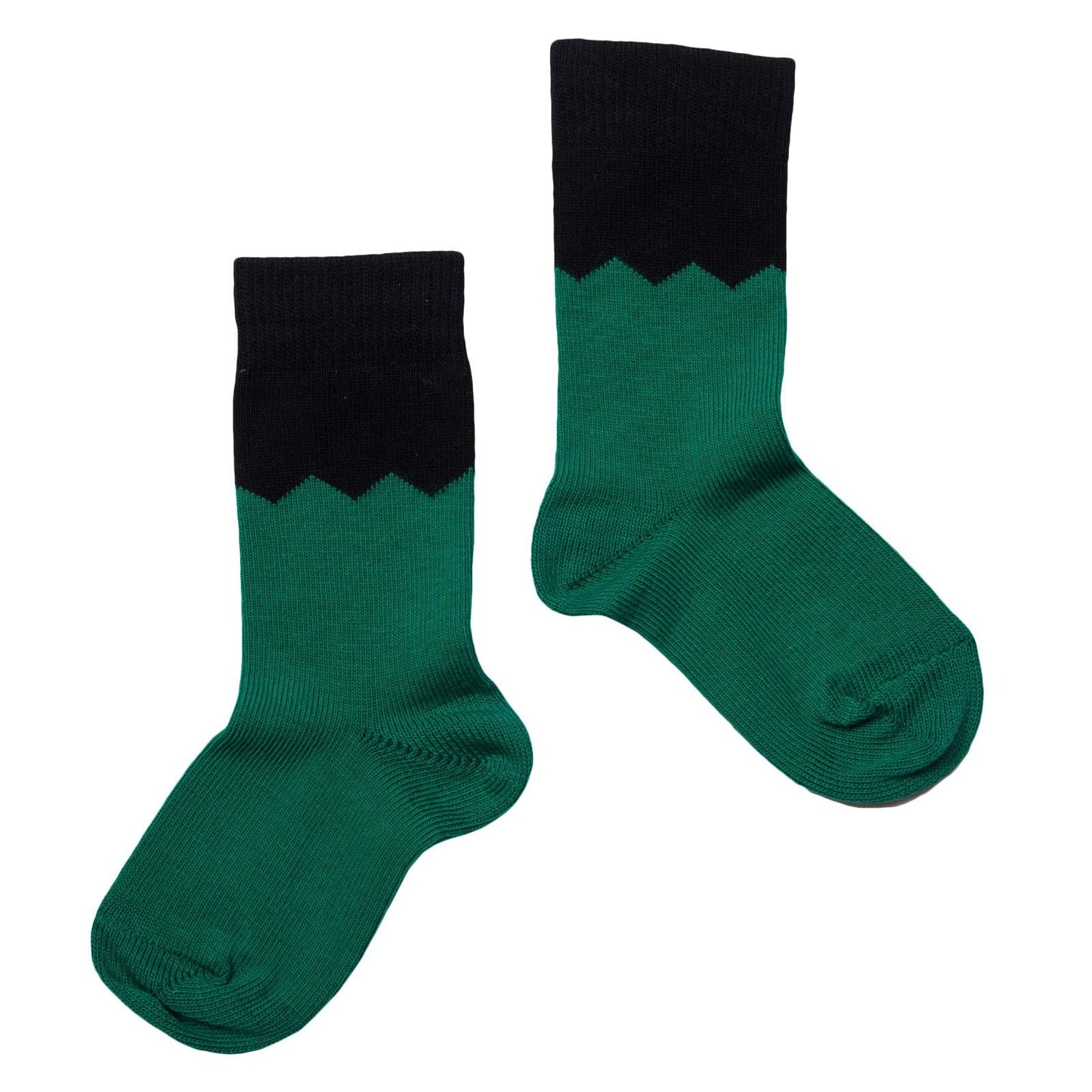 Boys Green Embroidered Monster Two-tone Socks