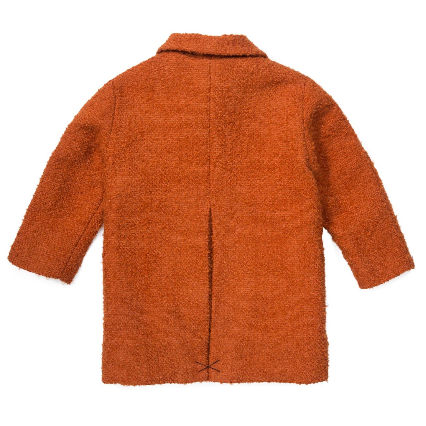 Girls Burnt Orange Wool Coat With Flap Pockets