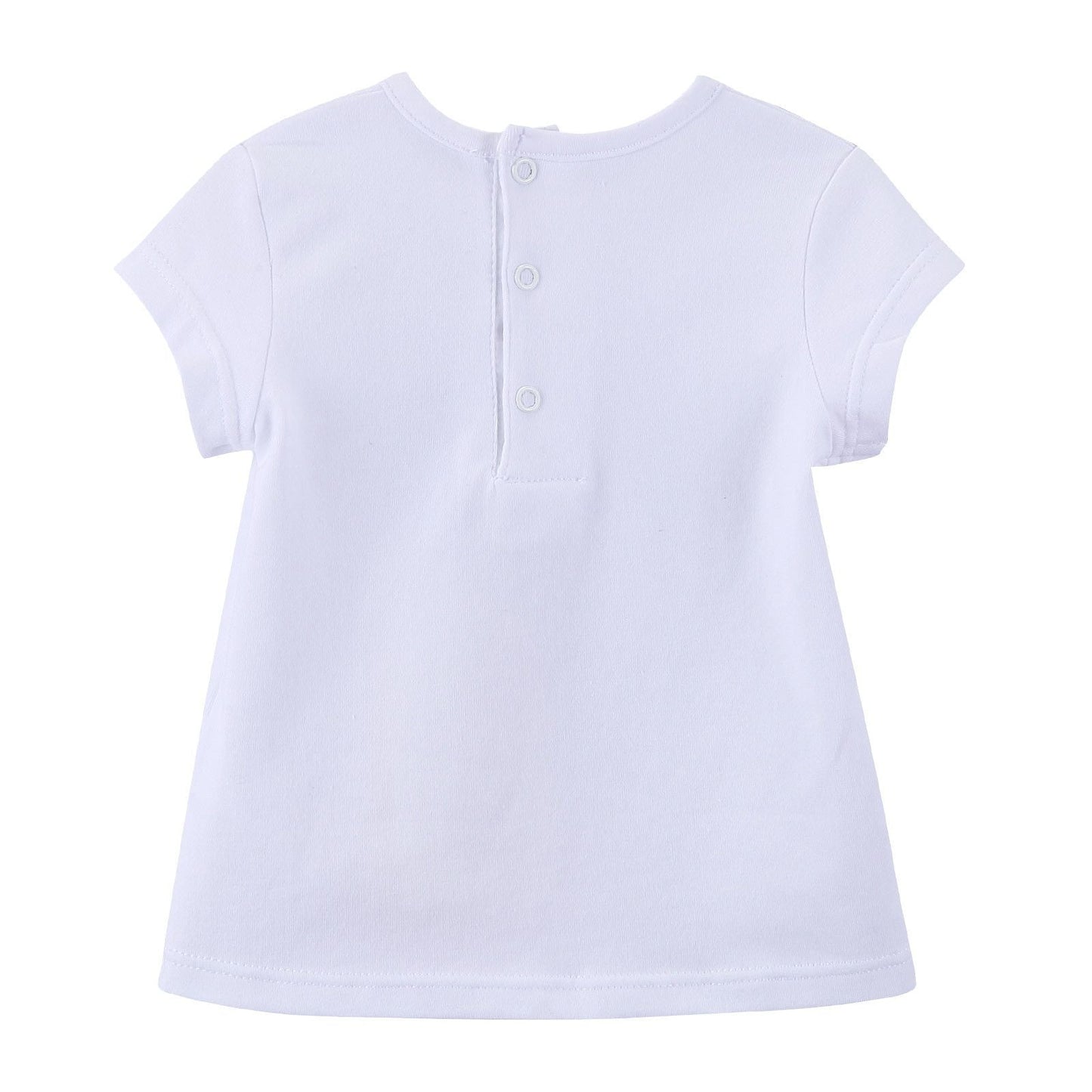 Baby Girls White Cotton Embroidered Tiger Head T-Shirt