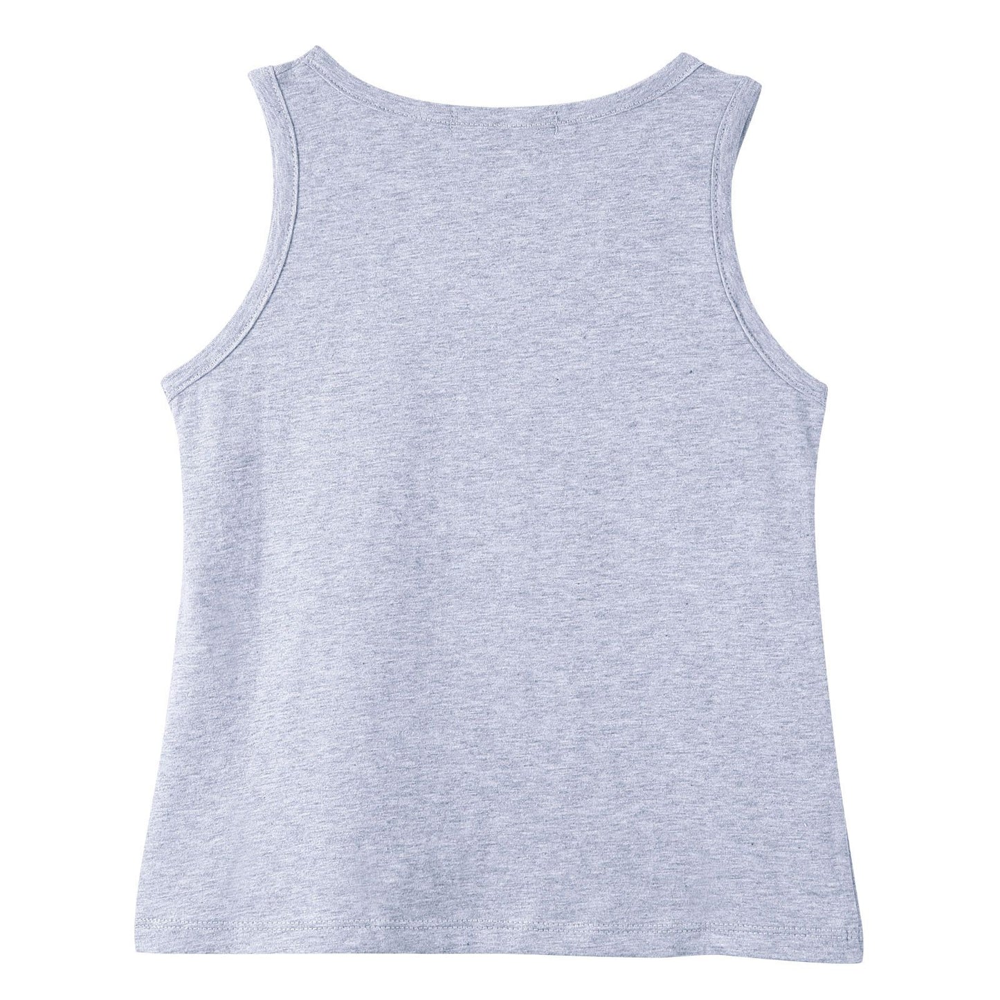 Girls Melange Grey Cotton Jersey Vest With Silver Brand Name Logo