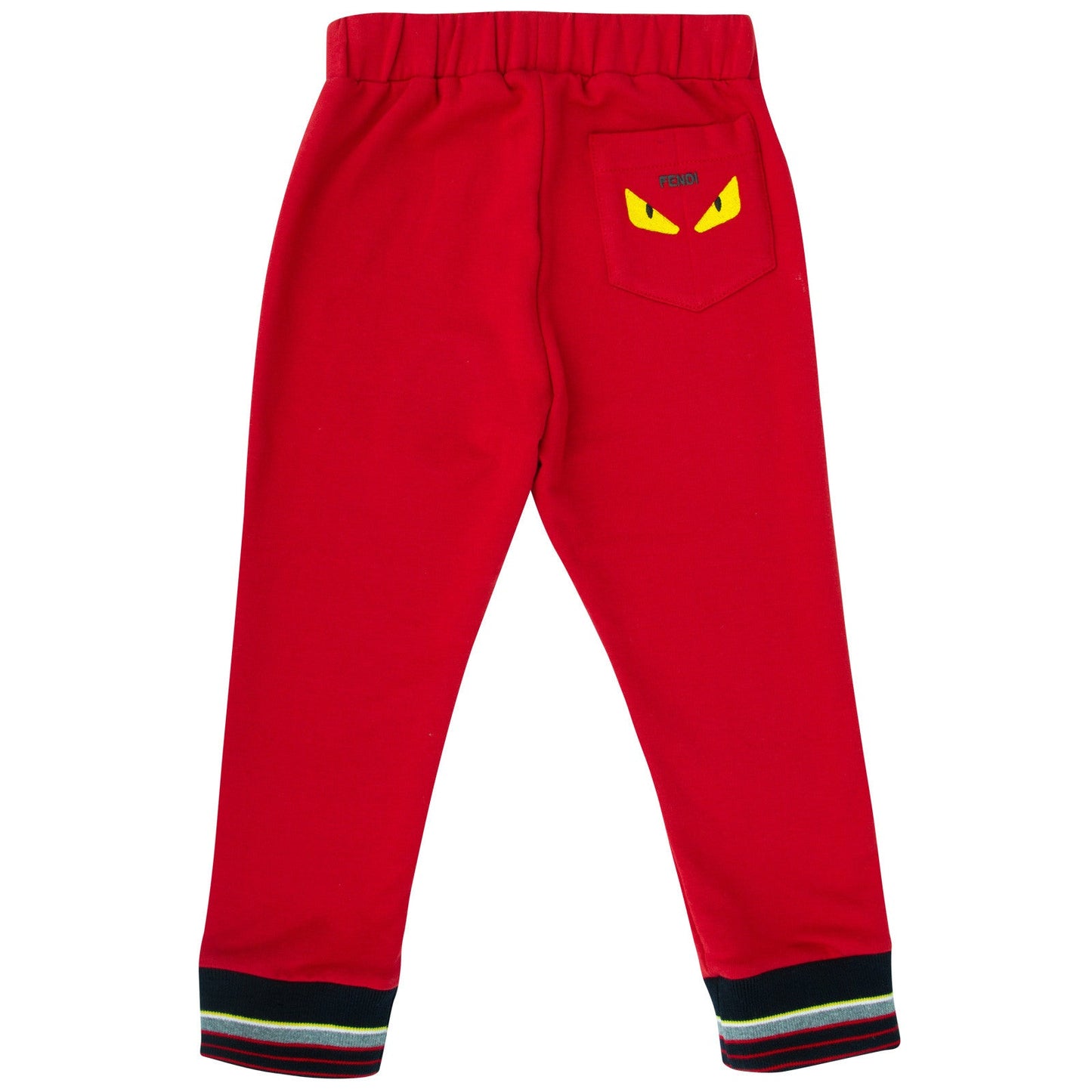 Baby Boys Red Monster Ribbed Ankle Cuffs Trousers