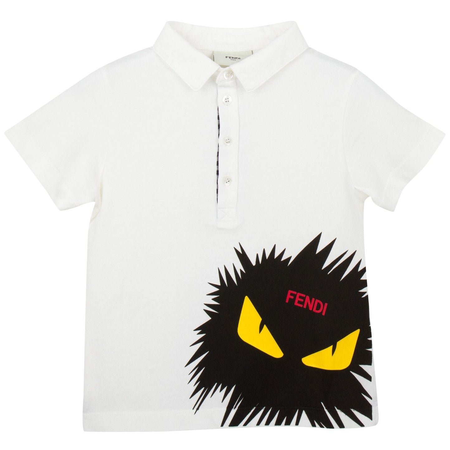 Boys White Short Sleeve Polo Shirt With Monster Logo
