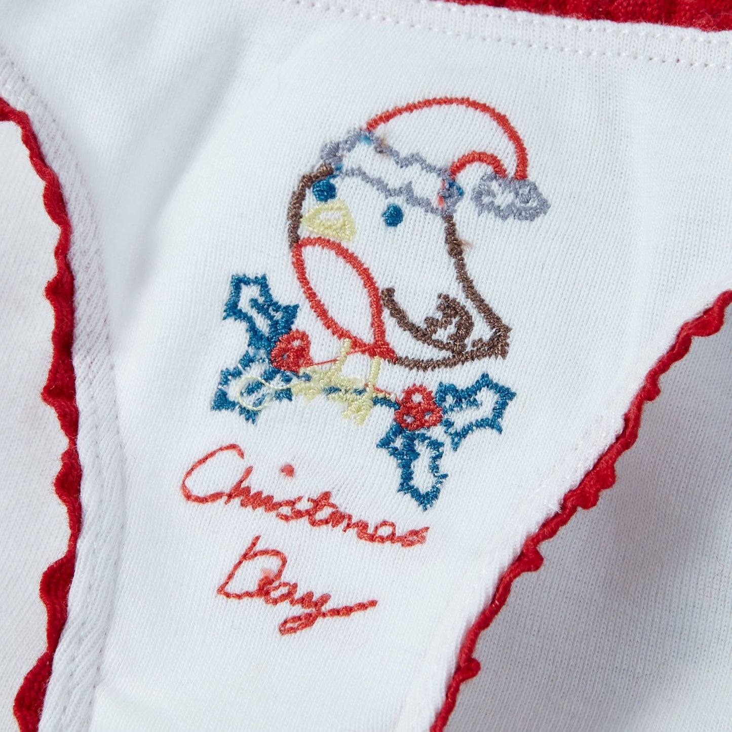 Girls White Organic Cotton Printed Knickers&Vest