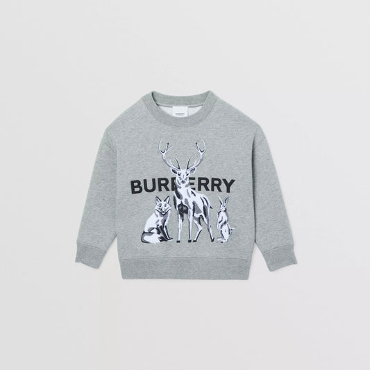 男童灰色印花棉卫衣