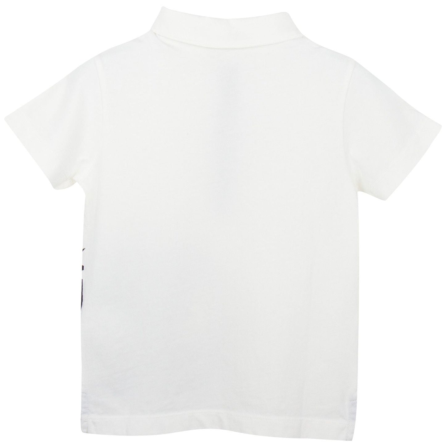 Boys White Short Sleeve Polo Shirt With Monster Logo