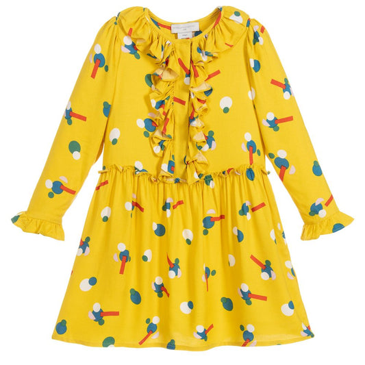 女童黄色印花连衣裙