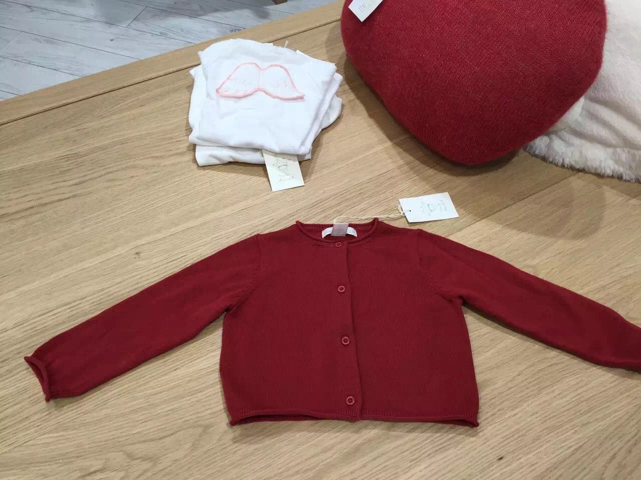 Girls Red Cotton Knitted Cardigan
