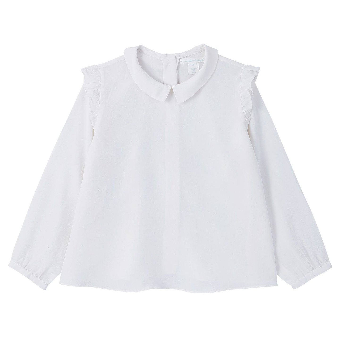 Girls Ivory Silk Blouse With Frilly Shoulder