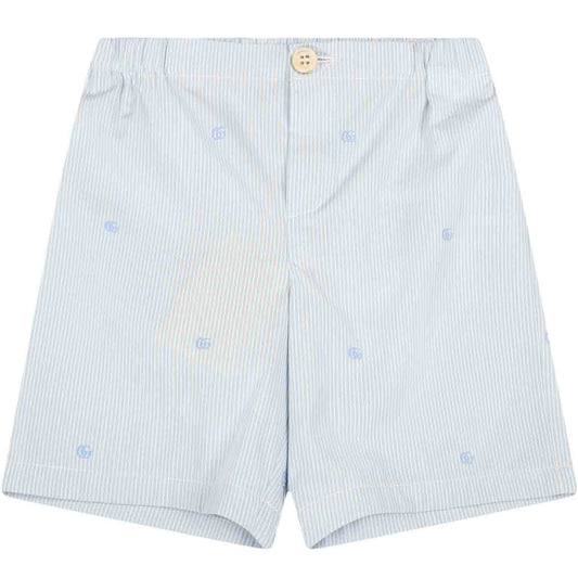 男婴蓝色条纹棉短裤