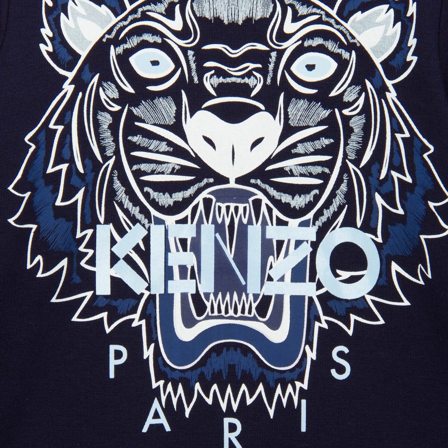 Girls Navy Blue Tiger Embroidered T-Shirt