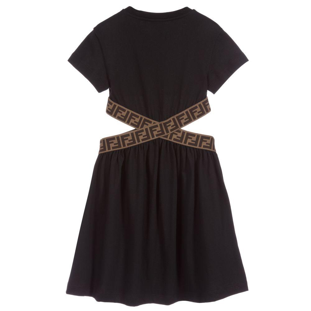 Girls Black FF Logo Cotton Dress