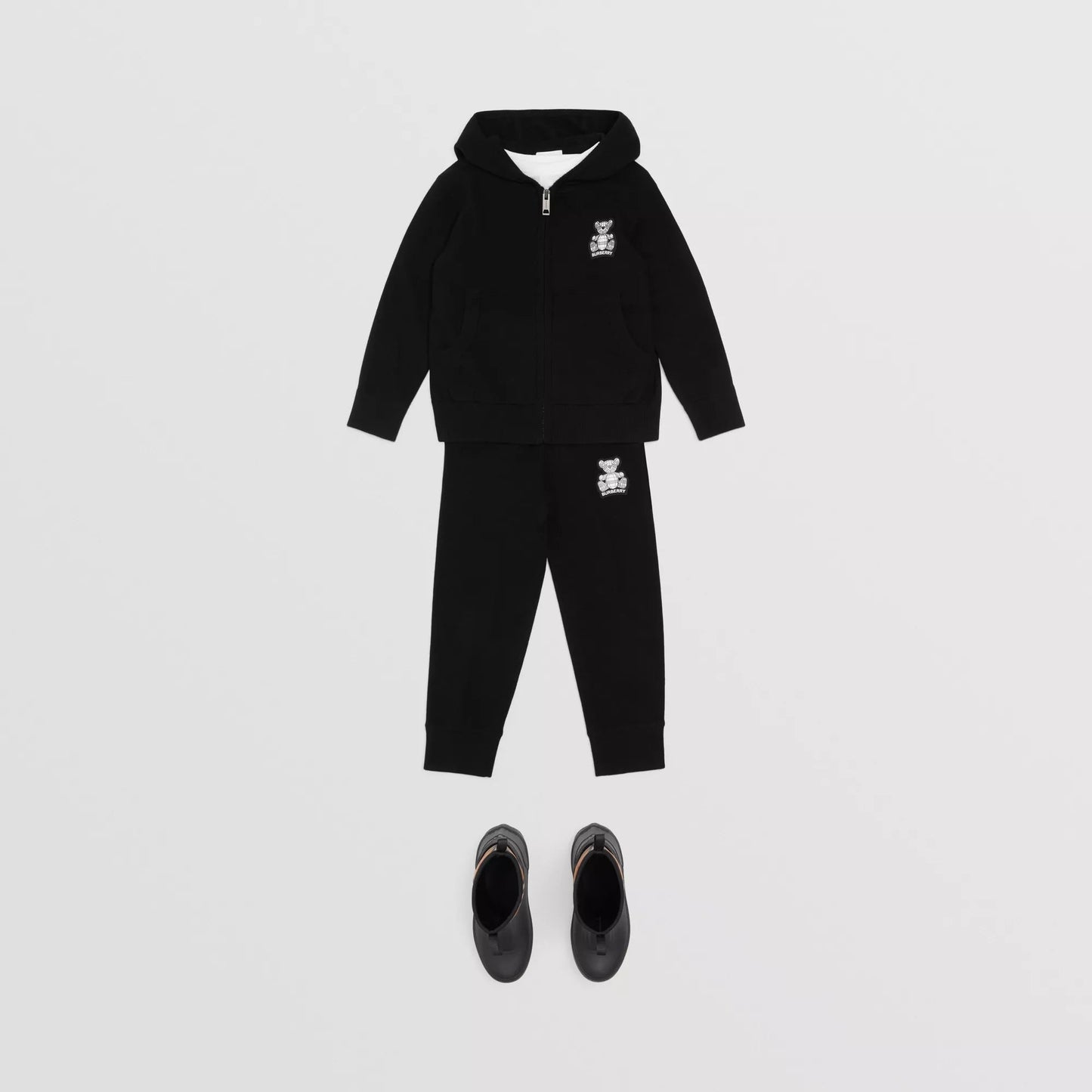 女童黑色连帽羊绒开衫