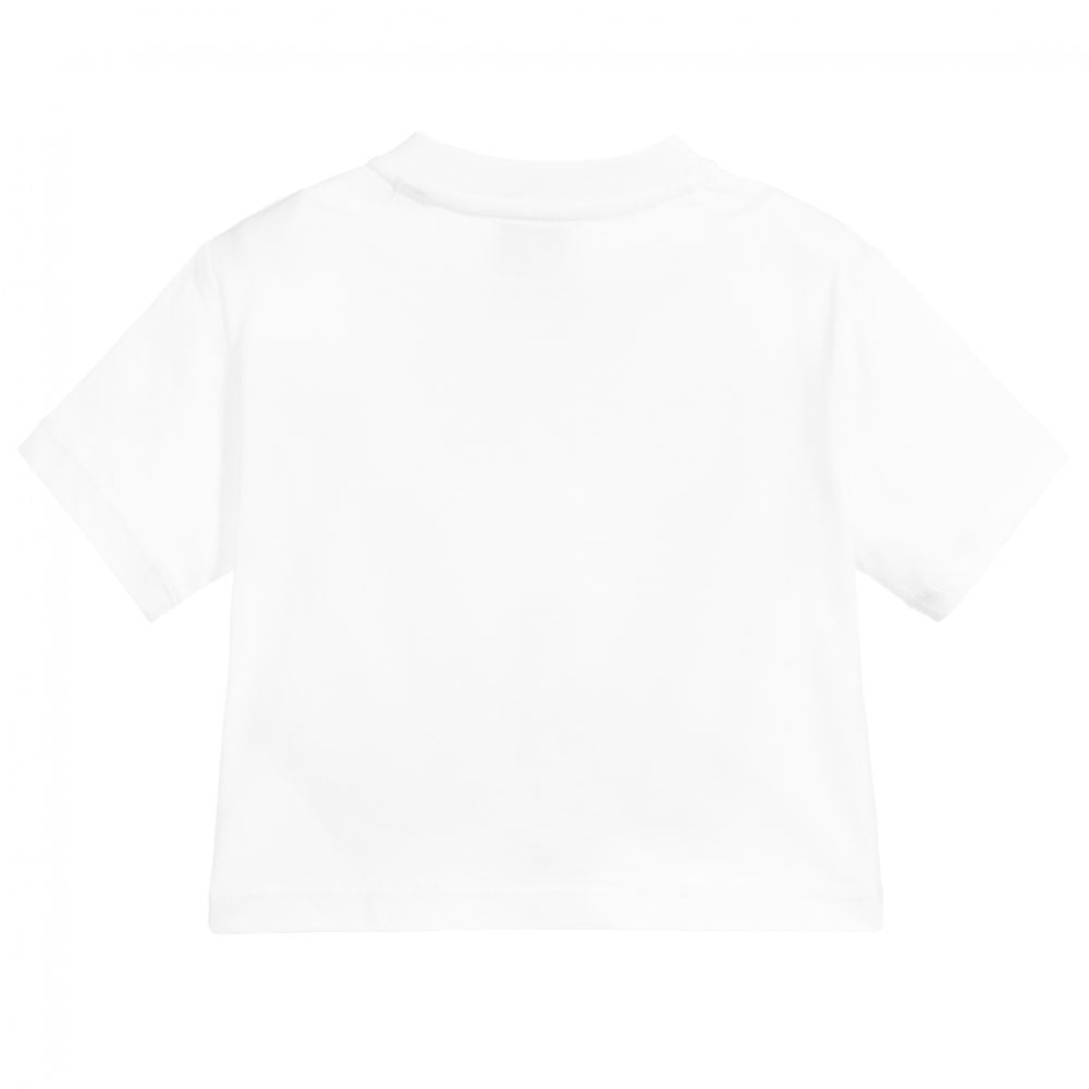 Baby Girls White Logo Cotton T-Shirt