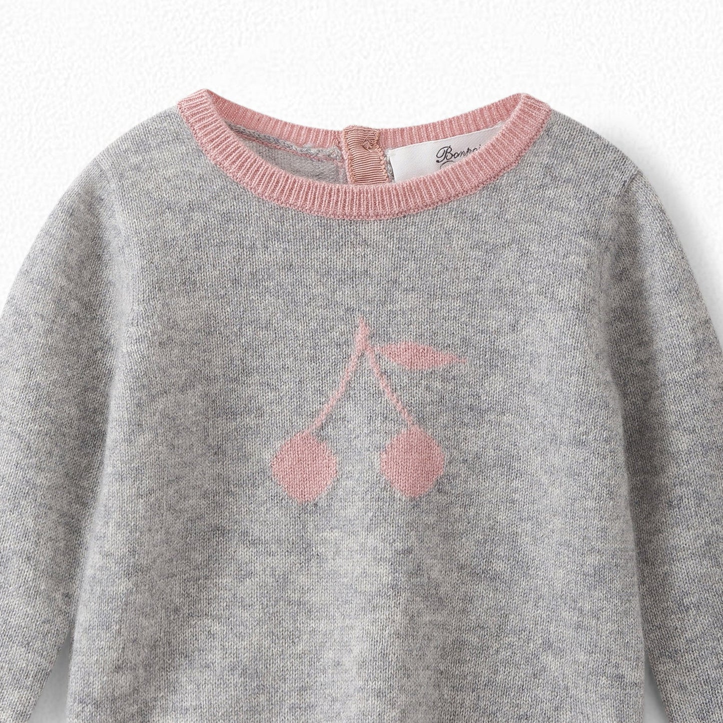 Baby Girls Grey Cherry Cashmere Jumper