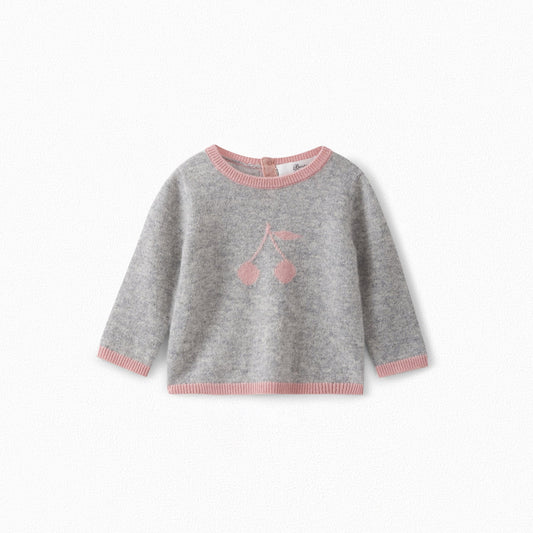 Baby Girls Grey Cherry Cashmere Jumper
