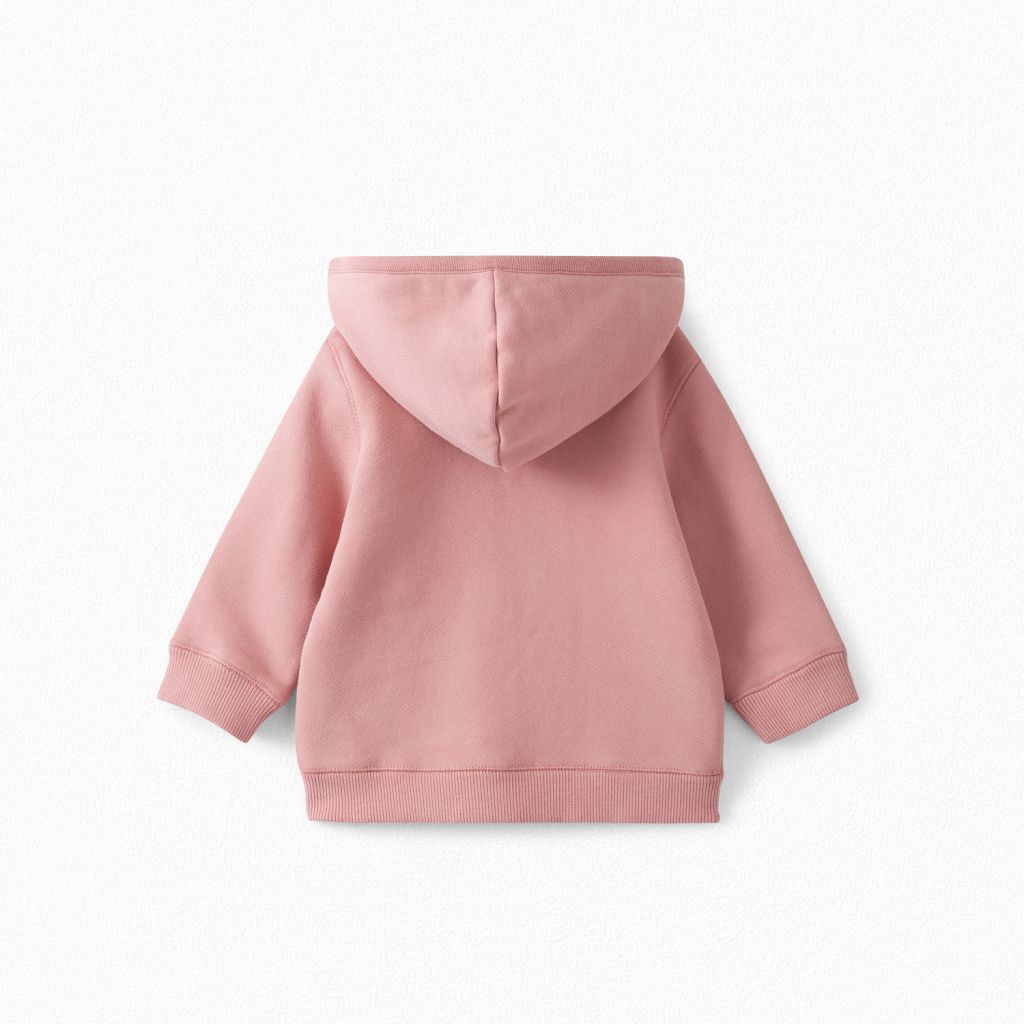 Baby Girls Dusky Pink Cotton Hoodie