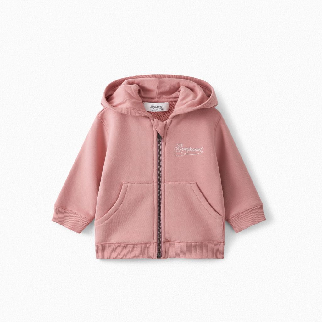Baby Girls Dusky Pink Cotton Hoodie
