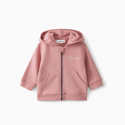 Baby Girls Dusky Pink Cotton Hoodie