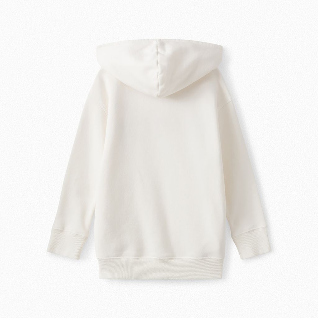 Girls Off White Cotton Hoodie
