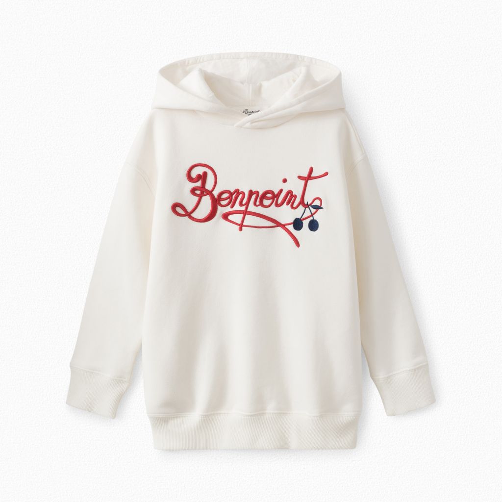 Girls Off White Cotton Hoodie