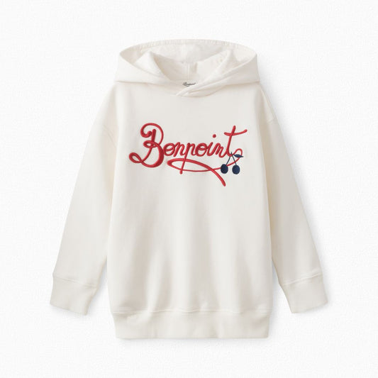Girls Off White Cotton Hoodie